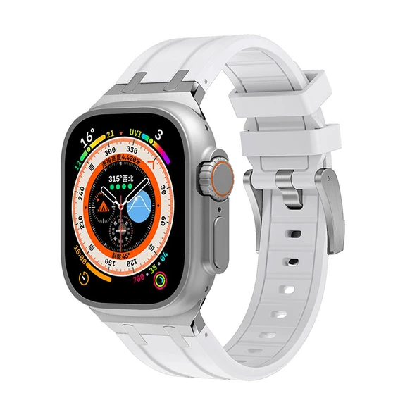 Apple Watch 7 45mm Zore KRD-89 Silikon Kordon Saat Değildir.  Beyaz