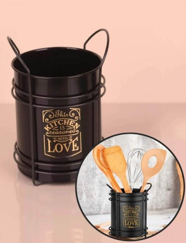 Zhlhome Siyah Standtlı Kaşıklık Organizer Kitchen Love