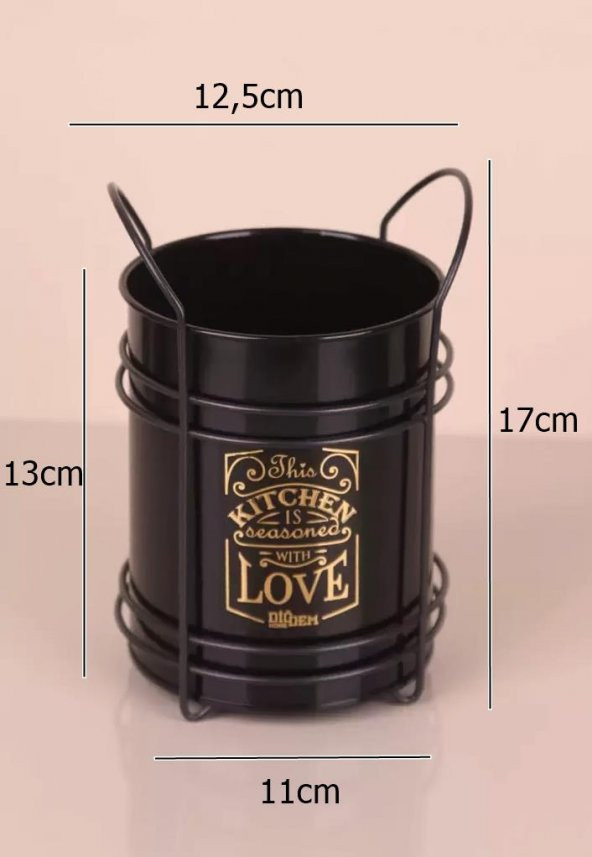 Zhlhome Siyah Standtlı Kaşıklık Organizer Kitchen Love - 2