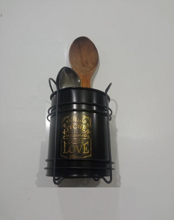 Zhlhome Siyah Standtlı Kaşıklık Organizer Kitchen Love - 4