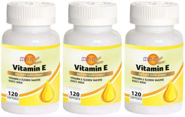 Meka Nutrition Vitamin E 267 Mg 3x120 Softgel E Vitamini 400 IU