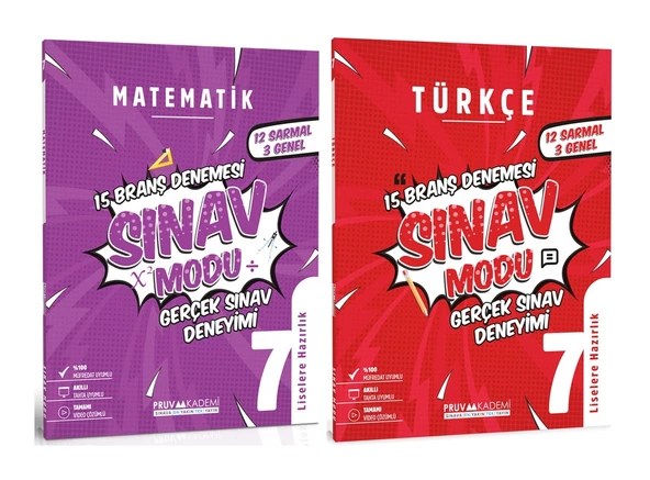 Pruva Akademi 7. Sınıf Matematik + Türkçe Sınav Modu Seti 2 Kitap 2024