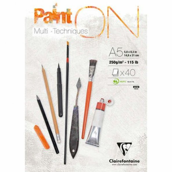 Clairefontaine PaintOn Multi-Techniques Karışık Teknik Blok 250 gr. 40 Yp. A5