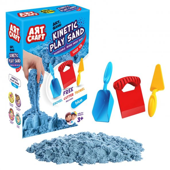 Art Craft Aksesuarlı Kinetik Oyun Kumu 1000 gr MAVİ