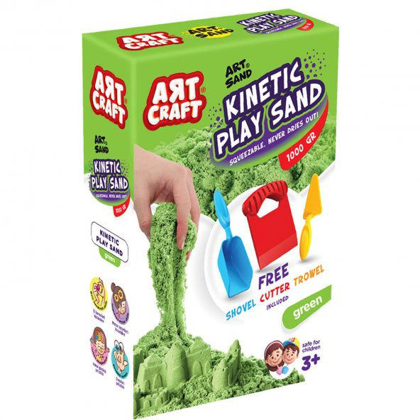 Art Craft Aksesuarlı Kinetik Oyun Kumu 1000 gr YEŞİL - 3