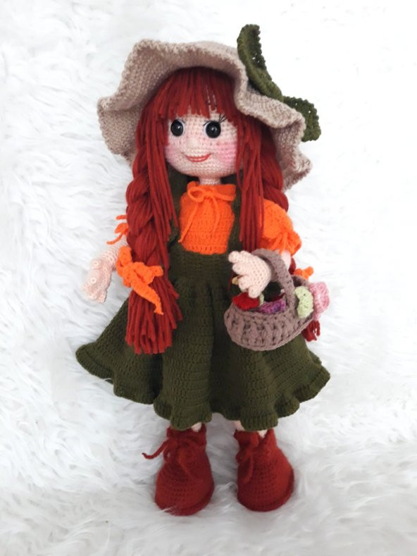 Çiftçi Kız Bebek Amigurumi Organik Oyuncak - Resim 2