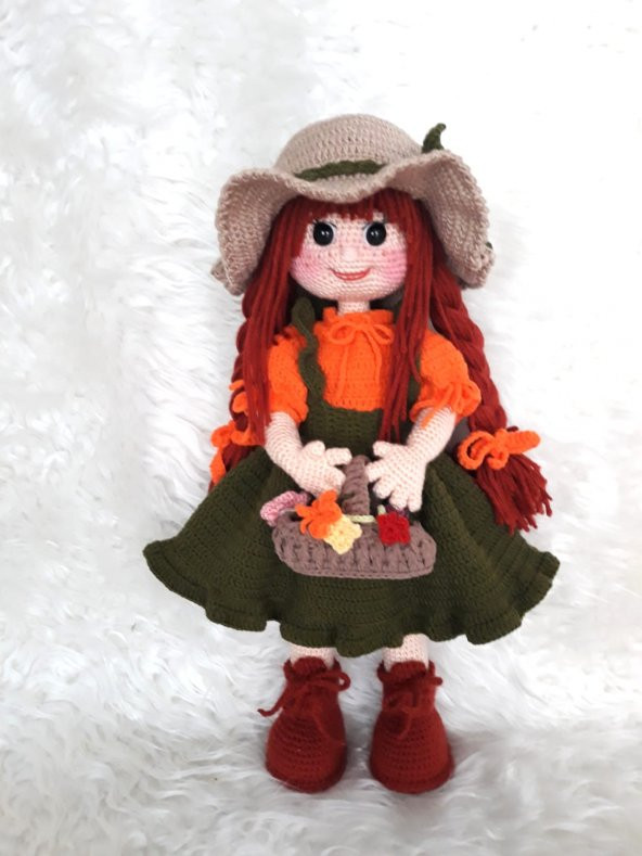 Çiftçi Kız Bebek Amigurumi Organik Oyuncak - Resim 3