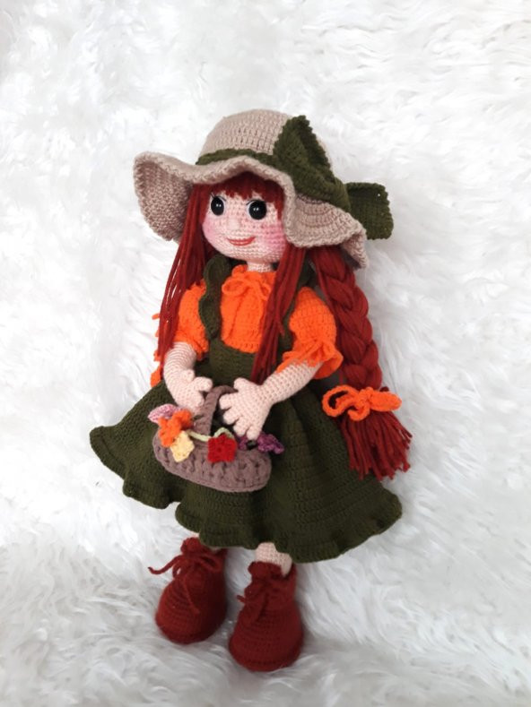 Çiftçi Kız Bebek Amigurumi Organik Oyuncak - Resim 4