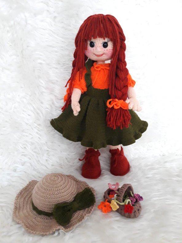Çiftçi Kız Bebek Amigurumi Organik Oyuncak - Resim 7