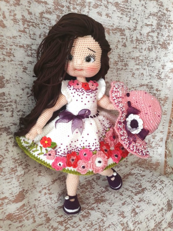Beyaz Gelincik Bebek Amigurumi Organik Oyuncak - 3