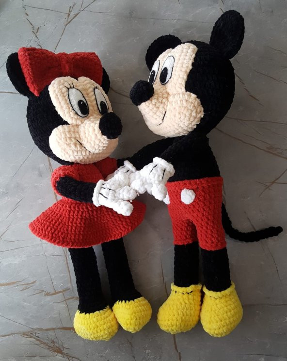 Bay ve Bayan Minnie Mouse Amigurumi Organik Oyuncak