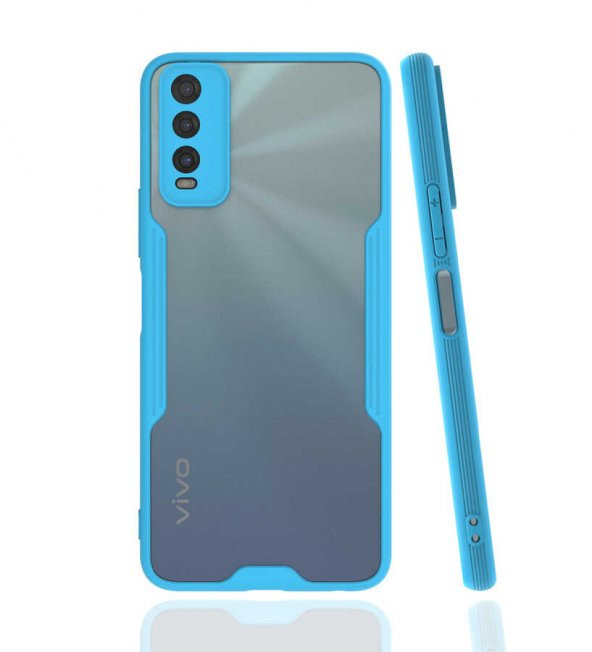 Vivo Y20S Kılıf Zore Parfe Kapak Kılıf  Mavi