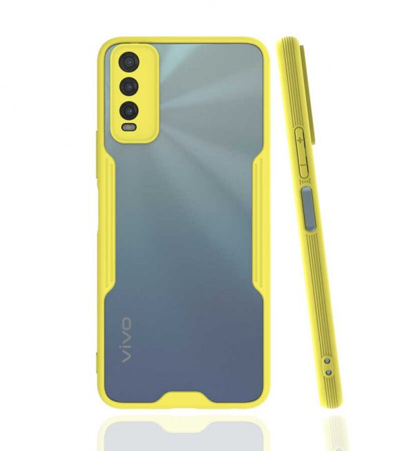 Vivo Y20S Kılıf Zore Parfe Kapak Kılıf  Sarı