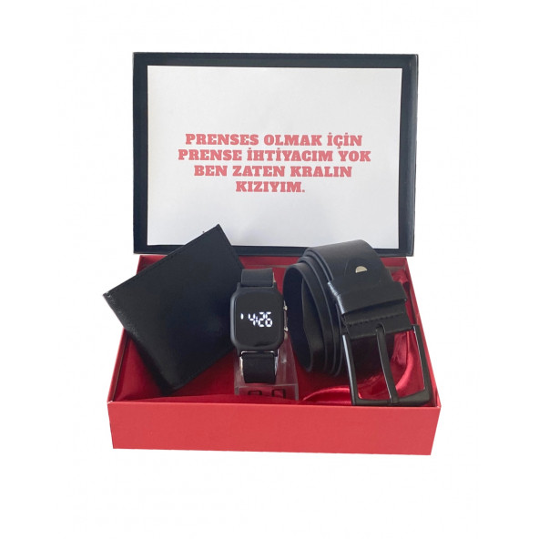 Erkek Kombin Set Dokunmatik Kol Saati Kemer Cüzdan (Kapak Notumuz Örnektir.)