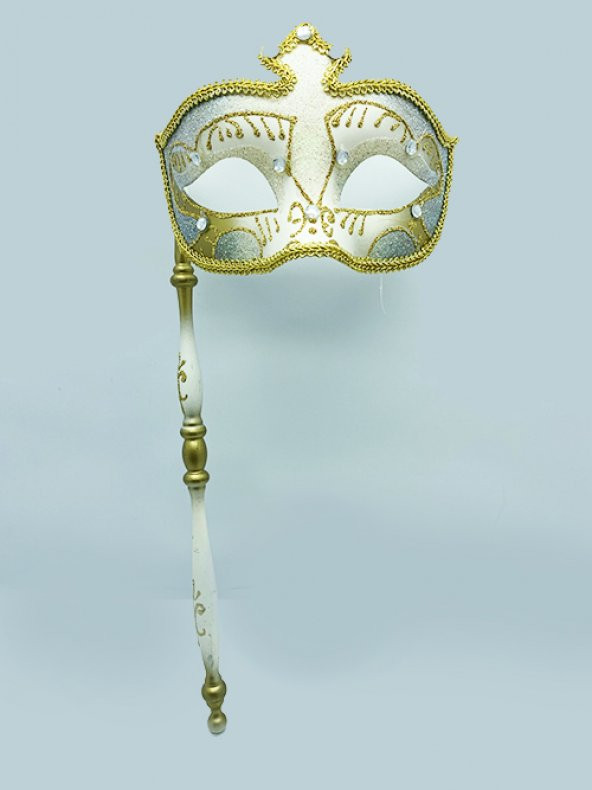 Venedik Masquerade Sopalı Maske Mavi Renk 17x35 cm (3984)
