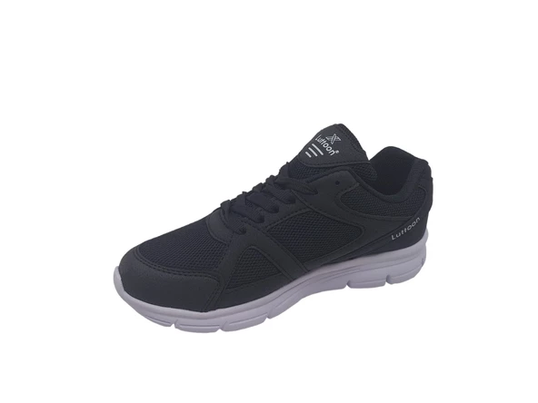 Lutton 2510 Unisex Siyah Bağcıklı File Koşu Ve Günlük Kullanım Spor Ayakkabı - Resim 3