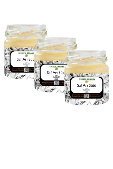 Saf Arı Sütü 3 Şişe 30 Gr. x 3 Ad. Toplam 90 Gr. Saf Arı Sütü Cam Şişelerde %100 Saf Arı Sütü