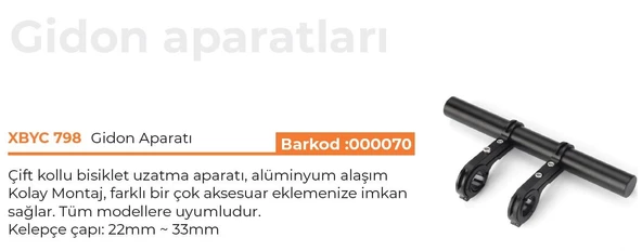 XBYC 798 FORTE GT GİDON AKSESUAR TAKMA APARATI ÇİFT KOLLU ALÜMİNYUM - 2
