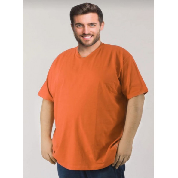 8XL BÜYÜK BEDEN UNİSEX BAY BAYAN V YAKALI TİŞÖRTLER - 6