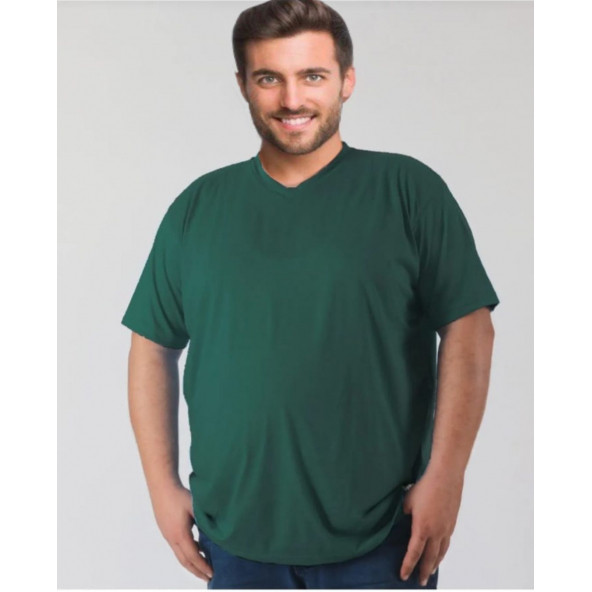 10XL BÜYÜK BEDEN UNİSEX BAY BAYAN V YAKALI TİŞÖRTLER - 7