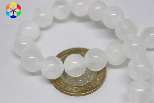 Selenit Taşı YARIM Dizi 10mm (18cm uzunluğundadır) - Resim 3