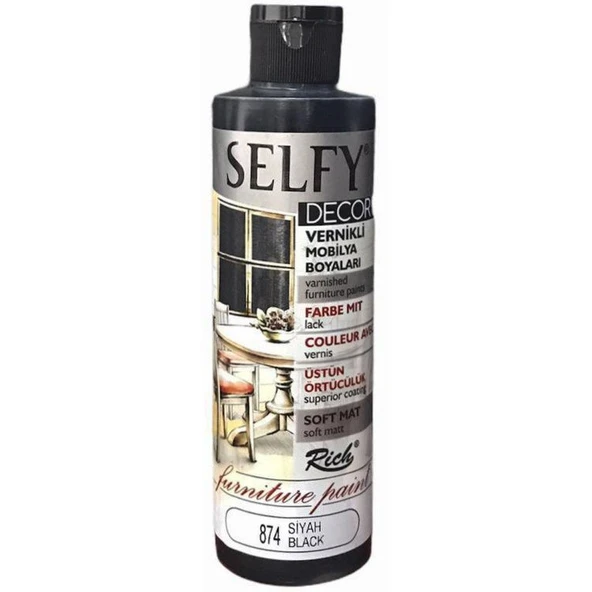 Rich Selfy Decor Vernikli Boya 240 cc 874 SİYAH ürün görseli 1