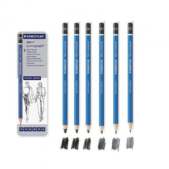 Staedtler Mars Lumograph Dereceli Kalem 6lı Set Metal Kutu - 1