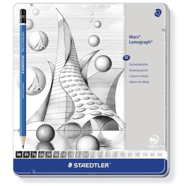 Staedtler Mars Lumograph Dereceli Kalem 20li Set Metal Kutu (9B-9H)