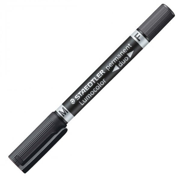 Staedtler Lumocolor Duo Permanent Kalem Yuvarlak Uç Siyah 0.6 mm - 1.5 mm