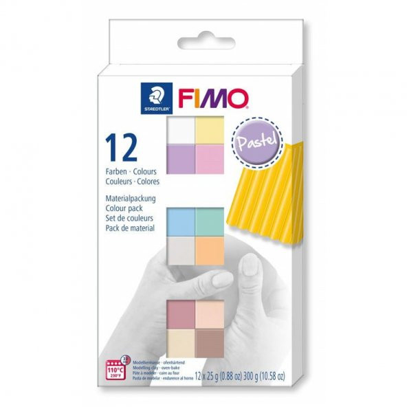 Fimo Soft Polimer Kil Seti 25 gr x 12 Renk Pastel Renkler