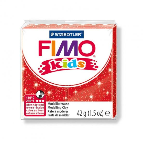 Staedtler Fimo Kids Yumuşak Polimer Kil 42 gr 212 Yaldızlı Kırmızı