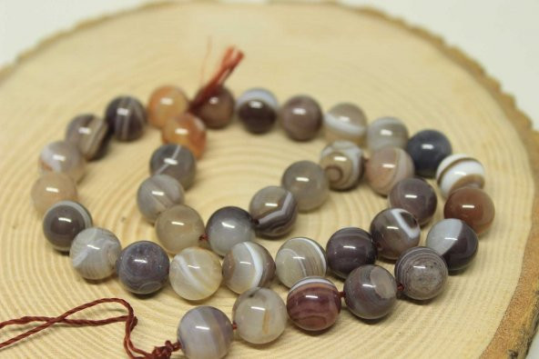 Botswana Akik Taşı YARIM Dizi 10mm (18cm uzunluğundadır) ürün görseli 1