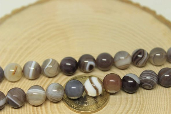 Botswana Akik Taşı YARIM Dizi 10mm (18cm uzunluğundadır) - Resim 2