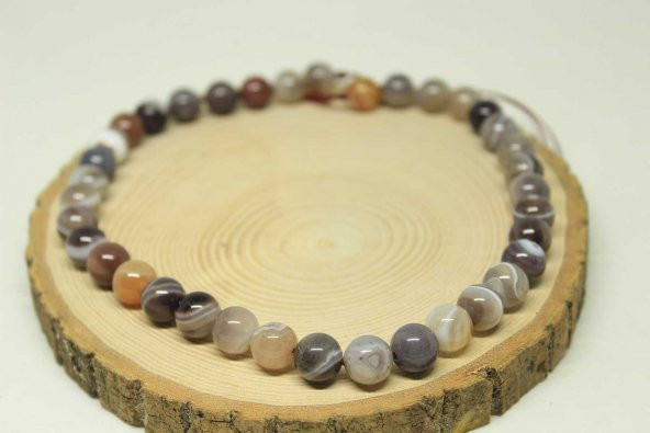 Botswana Akik Taşı YARIM Dizi 10mm (18cm uzunluğundadır) - Resim 3