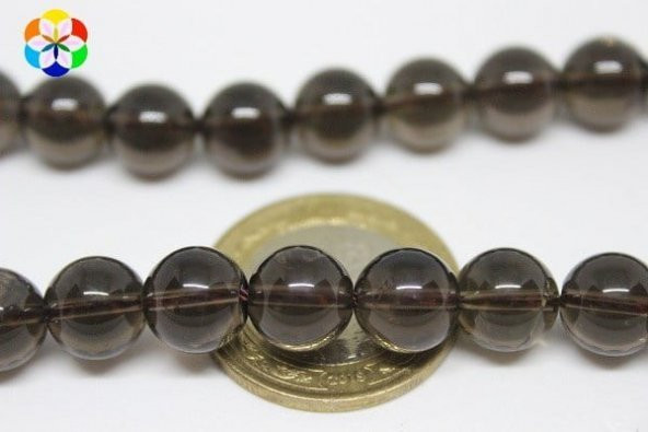 Dumanlı Kuvars Taşı YARIM Dizi 10mm (18cm uzunluğundadır) - Resim 3