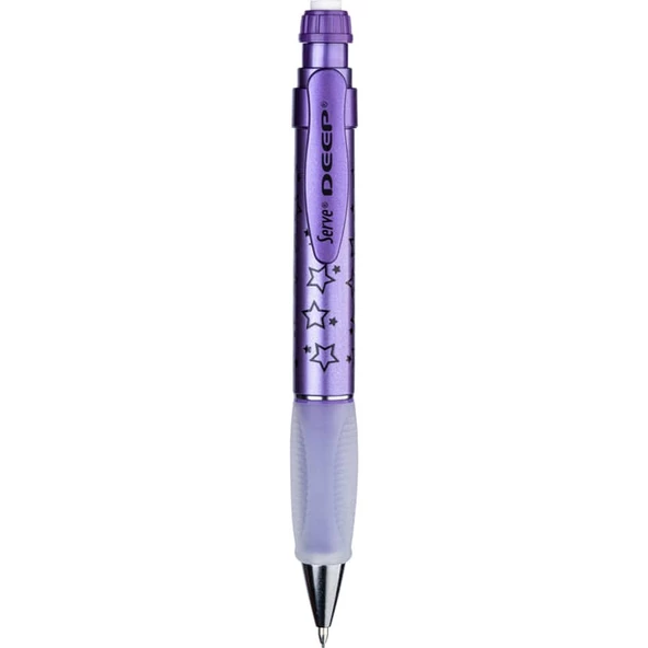 Serve Deep 0.7 mm Mekanik Kurşun Kalem Yıldız Desenli METALİK MOR