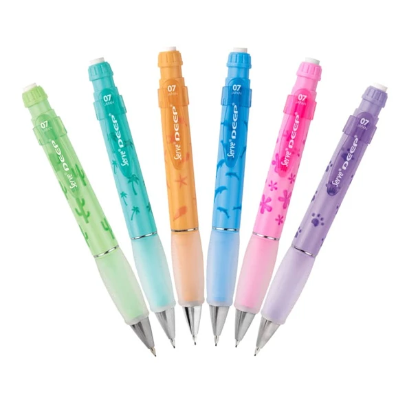 Serve Deep 0.7 mm Mekanik Kurşun Kalem Pastel Doğa Desenli 6lı Set ürün görseli 1