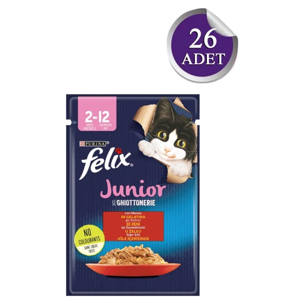 Felix Junior Jöle Sığır Etli 85 Gr Yaş Mama 26 ADET