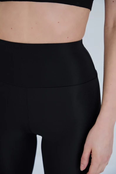 Biker Siyah Şort Tayt - Toparlayıcı Spor Şort Tayt - Sıkılaştırıcı Spor Tayt - Yüksek Bel Spor Tayt - 5