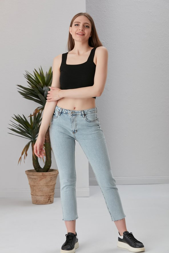 Kesik Paça Mom Jean - 9