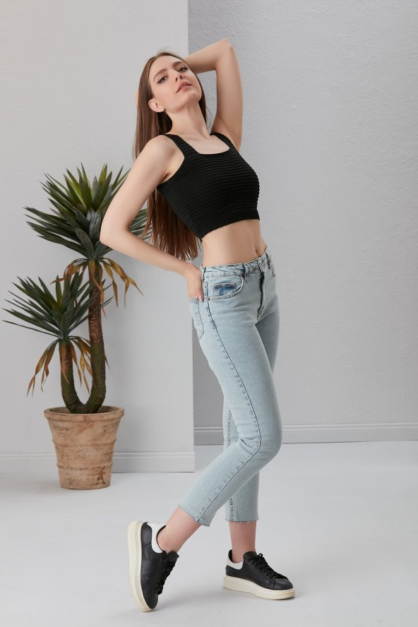 Kesik Paça Mom Jean - 10