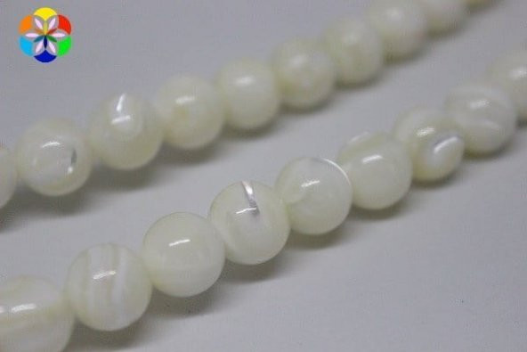 Sedef Taşı YARIM Dizi 10mm (Beyaz) (18cm uzunluğundadır) - Resim 3