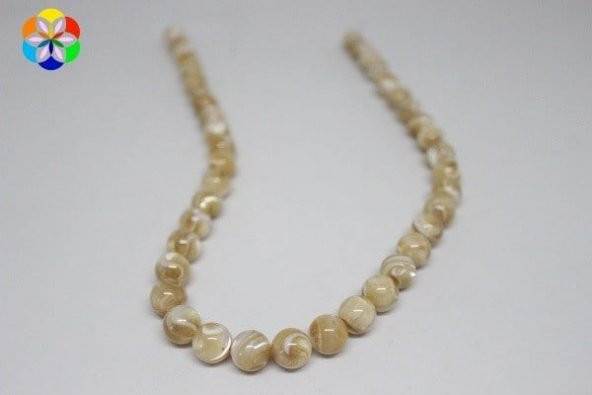Sedef Taşı YARIM Dizi 10mm (Karamel) (18cm uzunluğundadır) ürün görseli
