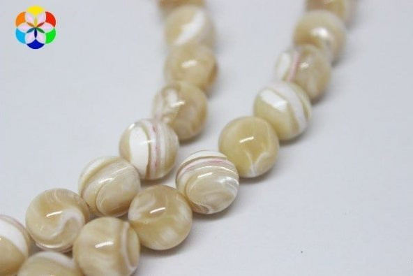Sedef Taşı YARIM Dizi 10mm (Karamel) (18cm uzunluğundadır) - Resim 3