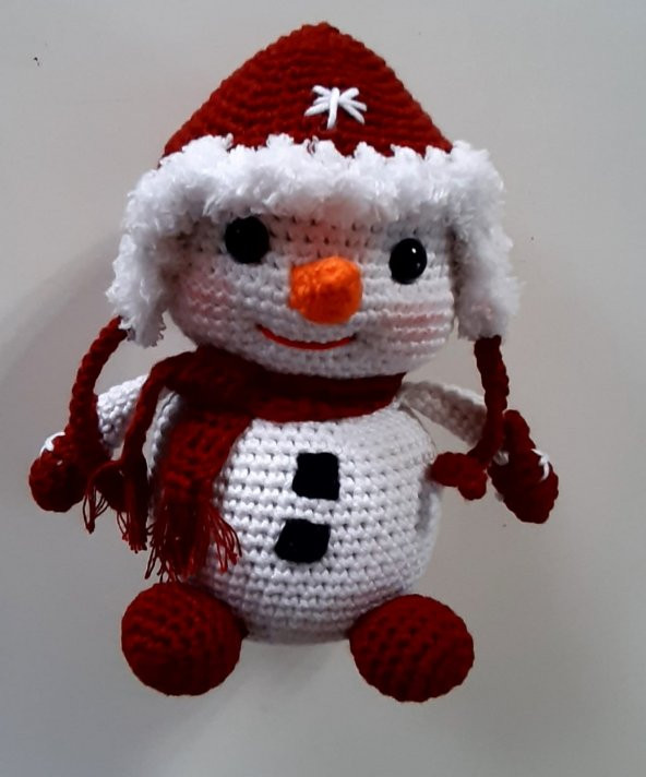 Havuç Burun Kardan Adam Amigurumi Organik Oyuncak - 1