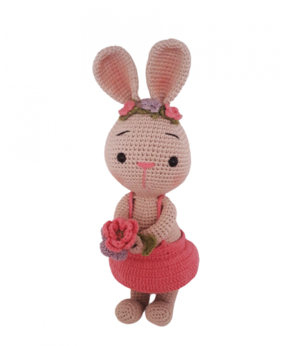 Tavşan Sunny ve Çiçeği Amigurumi Organik Oyuncak