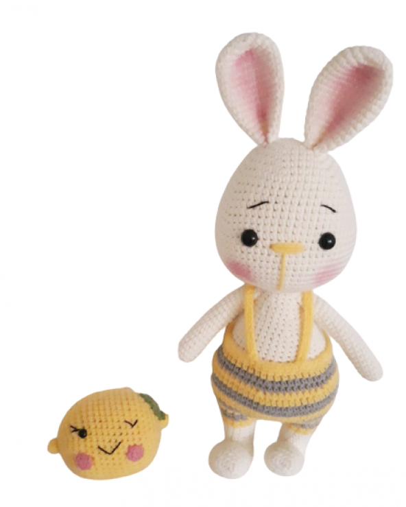 Tavşan Sunny ve Şeker Limonu Amigurumi Organik Oyuncak