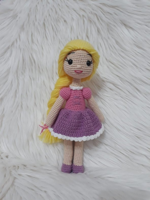 Şirin Rapunzel Bebek Amigurumi Organik Oyuncak - 1