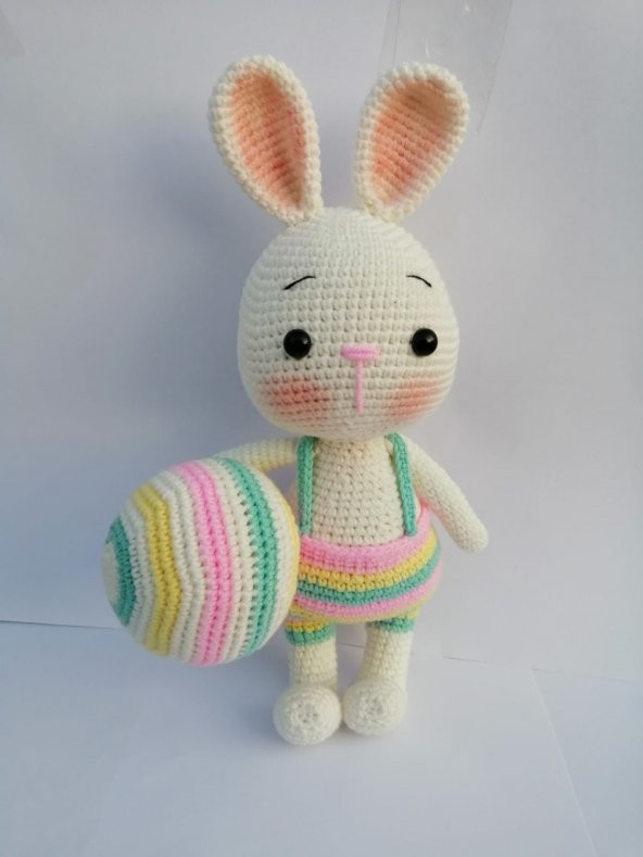 Tavşan Sunny ve Renkli Oyun Topu Amigurumi Organik Oyuncak - 2