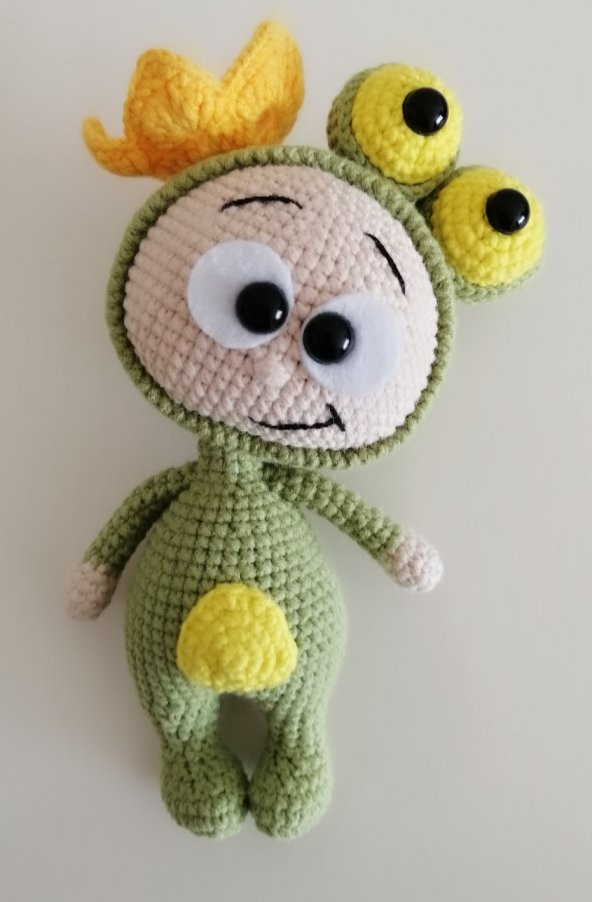 Kurbağa Kostümlü Bonnie Amigurumi Organik Oyuncak - 2